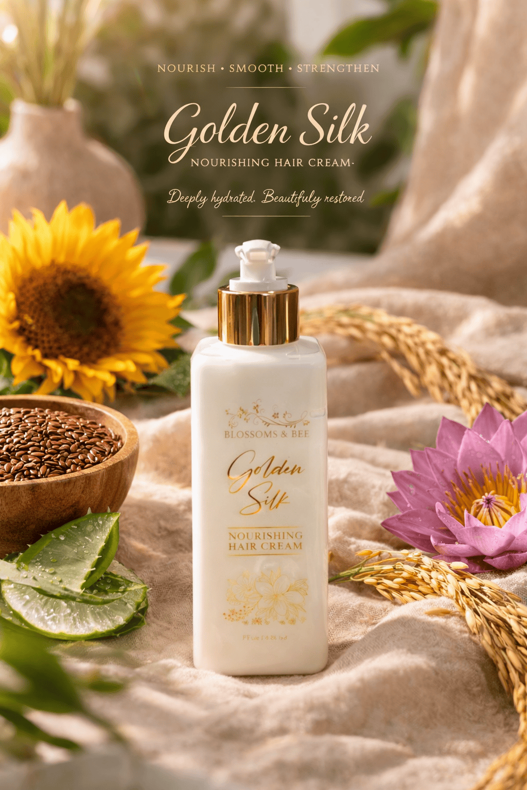 Golden Silk Nourishing Hair Cream | Softness + Confidence Styling Cream